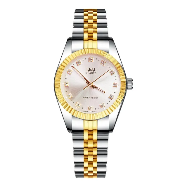 Reloj Q&q Qyq Tipo Rolx Elegante Acero Unisex  +  Estuche