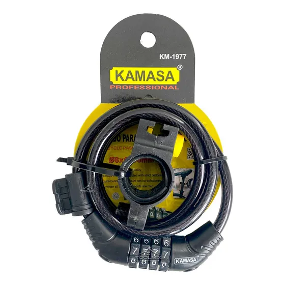 Candado Para Bicicleta Con Clave + Soporte Kamasa Color Negro