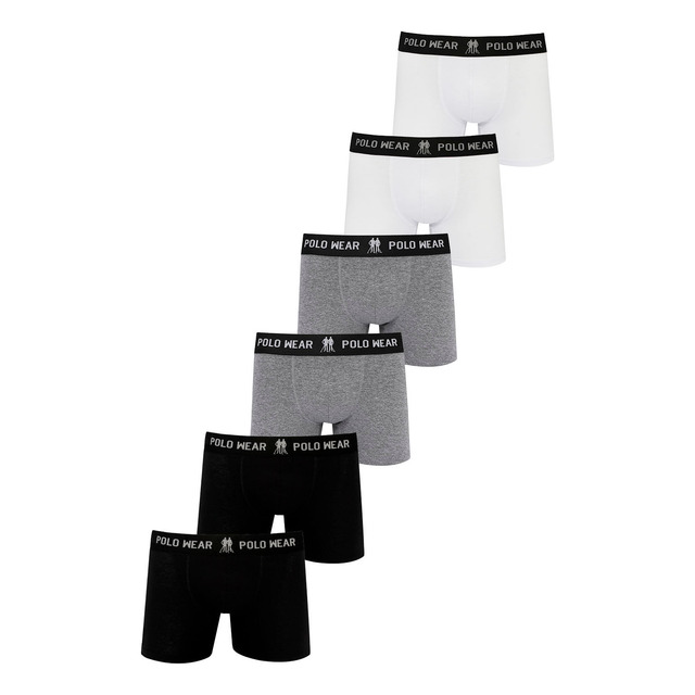 Kit 6 Cuecas Boxer Algodão Polo Wear Sortido