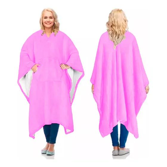Ruana Poncho Cobija Ovejera Piel De Conejo