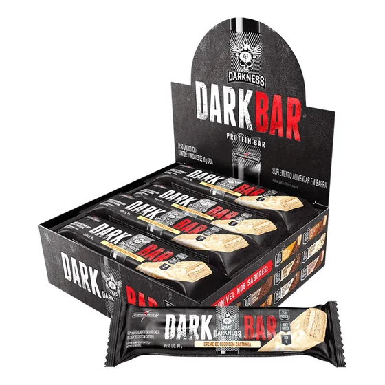 Dark Bar Creme de Coco Darkness Barrinha Nutritiva com Fibras e Proteína para Sustentação e Saciedade - 8 Unidades