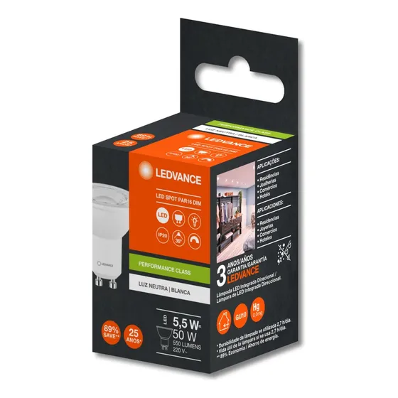 20x 7019643 - Dimerizável Par16 5,5w 4000k 220v 36° Ledvance