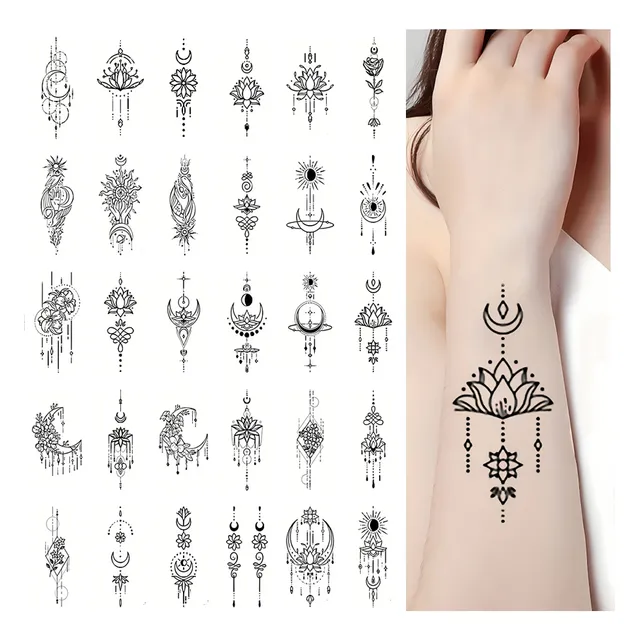 Tatuaje Temporal 30 Plantillas Atrapasueños Mandalas Flores