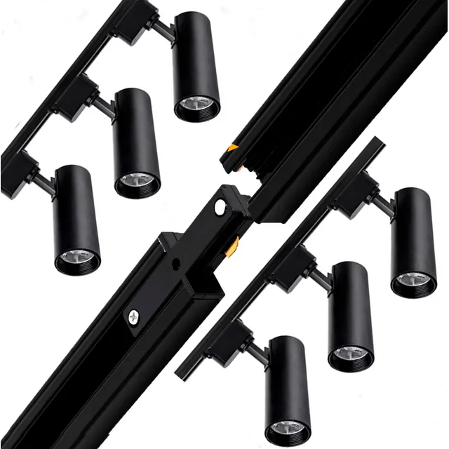 Spot Riel Led 20w X6 + Riel 1 Mt X2 + Union Negro Luz 6500k