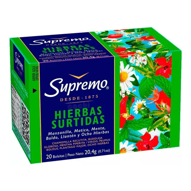 Te Supremo Hierbas Surtidas (manzanilla, Matico, Menta,  Bol