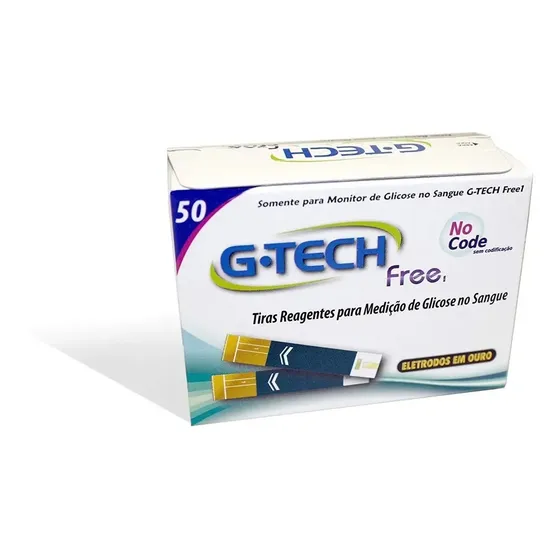 50 Tiras Reagentes de Glicemia G TECH FREE Para Medir Glicose