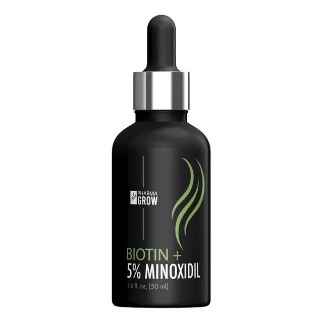 Pharma Grow Minoxidil 5% + Biotina | Solución Tópica 50 Ml | Tratamiento Anticaída Y Crecimiento De Cabello Para Hombre Y Mujer.