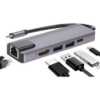Hub Adaptador Usb C 5 En 1 Rj45 Linkon Para Mac Windows Hub Adaptador Usb C 5 En 1 Rj45 Linkon Para Mac Windows