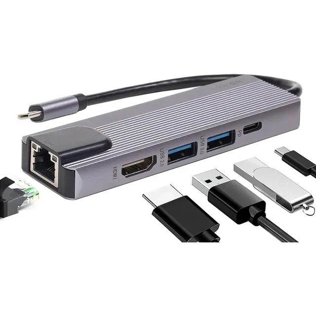 Hub Adaptador Usb C 5 En 1 Rj45 Linkon Para Mac Windows