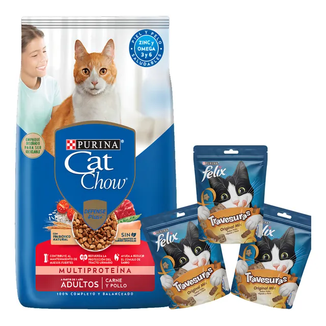 Comida Purina Cat Chow Carne Gato Adulto 15 Kg +