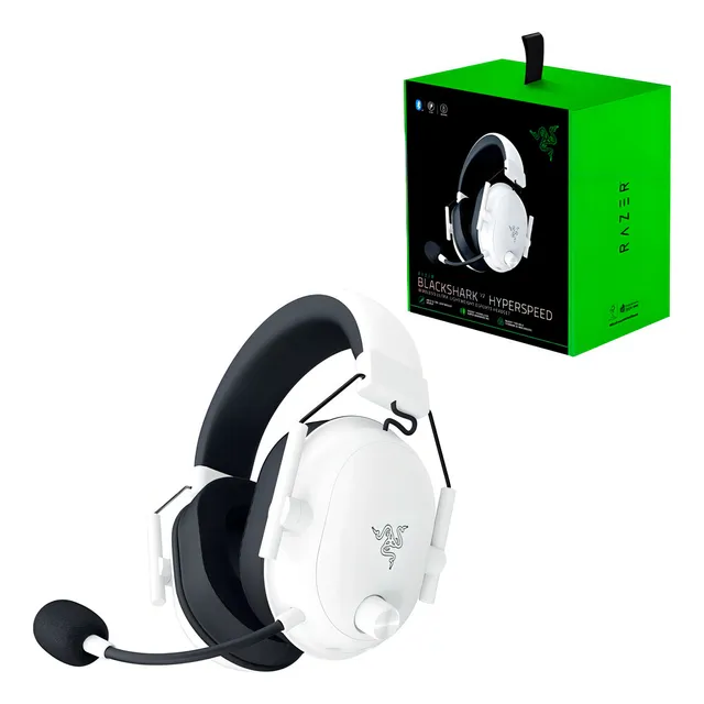 AURICULAR RAZER BLACKSHARK V2 HYPERSPEED WIRELESS WHITE COLOR BLANCO LUZ NINGUNA