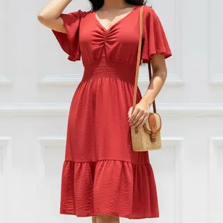Vestido Midi Moda Evangelica Manga Festas Igreja Barato Luxo
