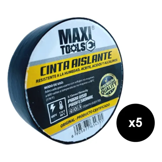 Teipe 3/4 X 4.5mts Negro Pack X 5unidades