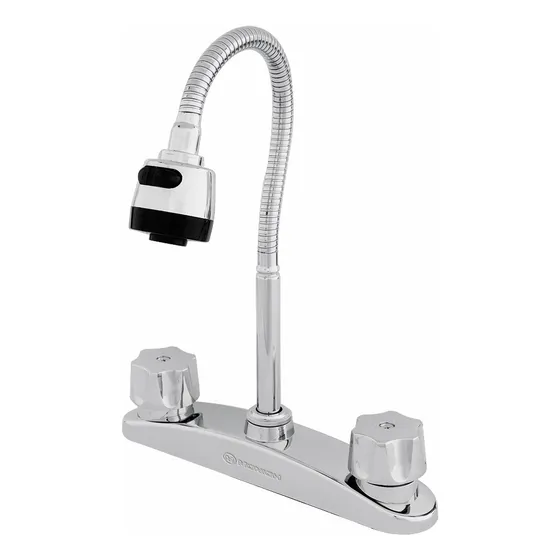 Mezcladora P/fregadero Cuello Flexible Cromado Mf-1033 Color Plateado