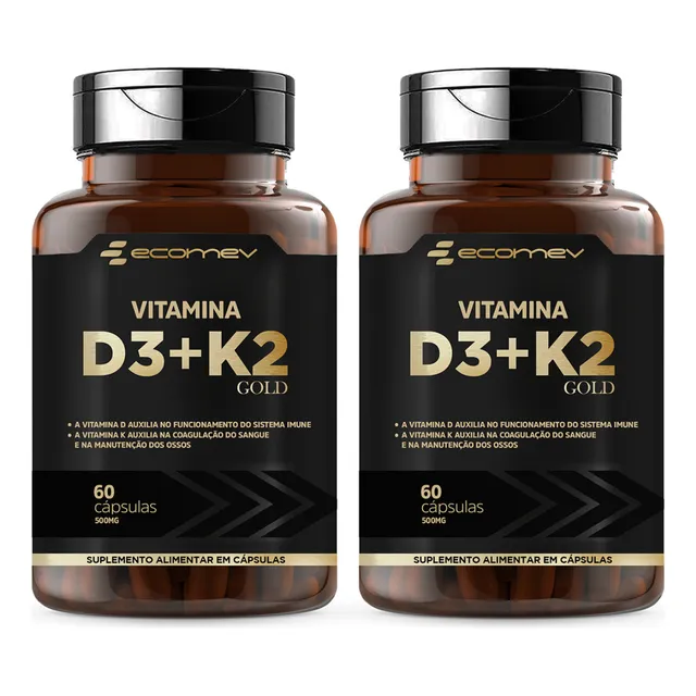 2x D3 2.000ui + K2 Mk7 149mcg Menaquinona 120cáps Ecomev