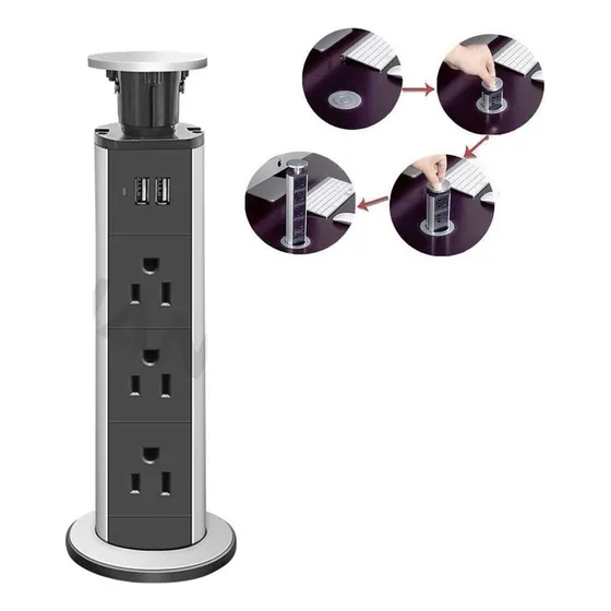 Mesa Empotrada Retráctil De Torre De Enchufes Múltiples