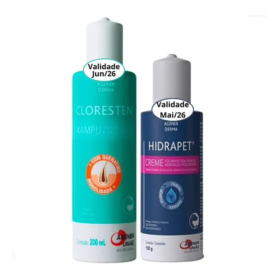 Kit Shampoo Cloresten 200ml + Hidrapet 100ml Cães E Gatos