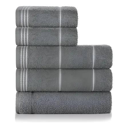 Jogo De Toalhas Altenburg Striscia 5 Peças Cinza Steel 100 Algodão