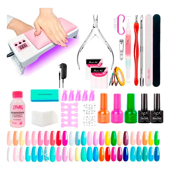 Kit Uñas Gel Semipermanente Apoya Manos Manicura Cabina
