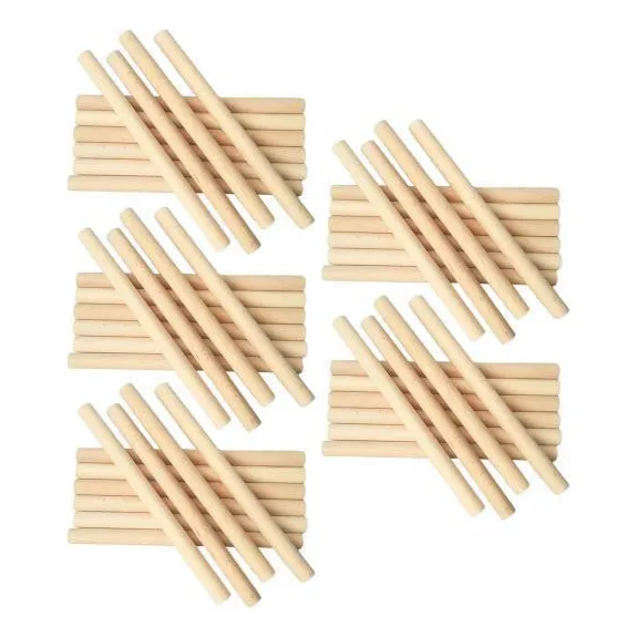 2 X 50x Varillas De Madera, Palos De Madera Redondos Sin