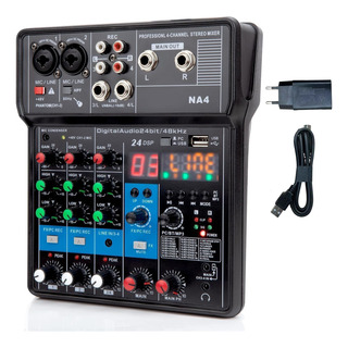 Mesa De Som Digital 4 Canais Bluetooth Usb Mixer Mp3 Player Mesa De Som Digital 4 Canais Bluetooth Usb Mixer Mp3 Player