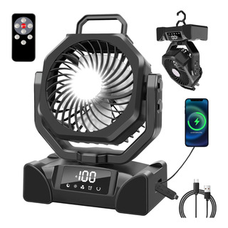 Ventilador De Acampamento Portátil Com Luz E Grande Capacida Ventilador De Acampamento Portátil Com Luz E Grande Capacida