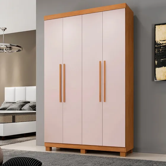 Armário Quarto Solteiro 4 Portas 3 Gavetas Compacto Closet