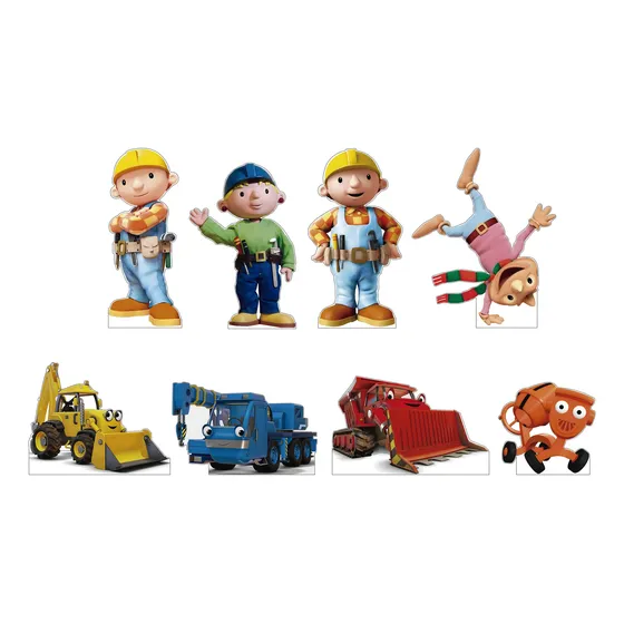 Bob El Constructor, Figuras Decorativas C/ Base, Pack 8 Pzas