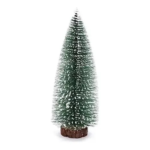 Mini Árbol De Navidad Pino Nevado Con Base De Madera Deco
