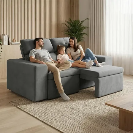 Sofá Retrátil E Reclinável 2 Lugares Espuma - Londrina 160cm Cinza