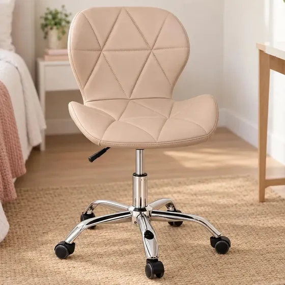 Cadeira De Escritório Eiffel Max Base Giratória Estofada com Regulagem de Altura e Rodizio em Silicone | Império Brazil Business Cor Nude