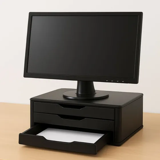 Suporte De Mesa Para Monitor Com 3 Gavetas E Design Moderno