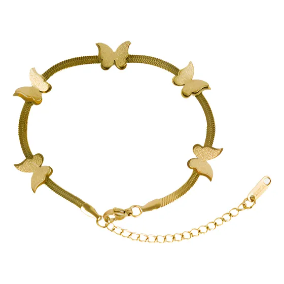 Pulsera Mujer Mariposas Acero Quirurgico 24 Cm -milokita-