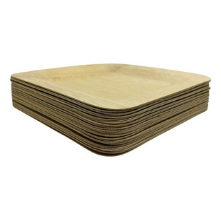 Platos Cuadrados De Bambu 25 Unidades Biodegradables Color Marrón Claro Cuadrado Platos Cuadrados De Bambu 25 Unidades Biodegradables Color Marrón Claro Cuadrado