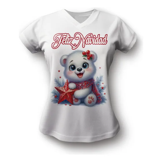 Blusita Para Niñas De Osito Polar Feliz Navidad