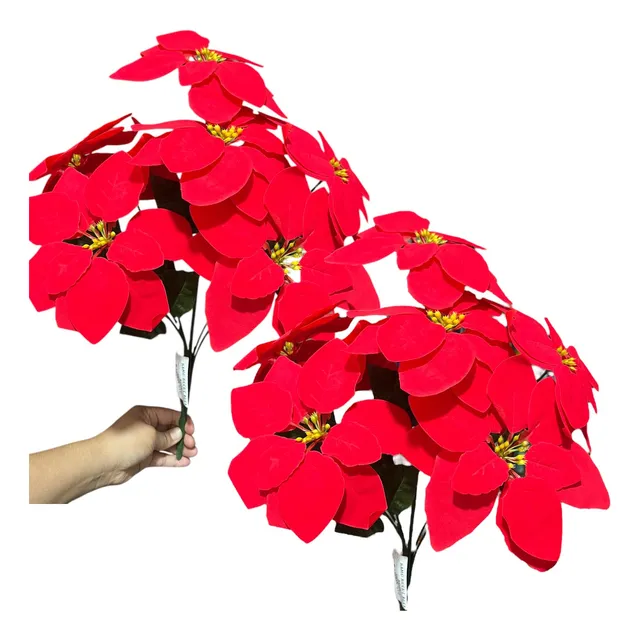 2 Ramos De Nochebuena Adorno, Flores Artificiales