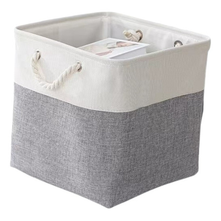 Caixa Cesto Organizador De Tecido Linho Dobrável 33x33x33cm Caixa Cesto Organizador De Tecido Linho Dobrável 33x33x33cm
