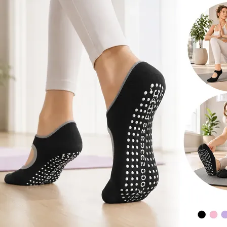 3 Pares Meias Sapatilha Antiderrapante Pilates Yoga Feminina