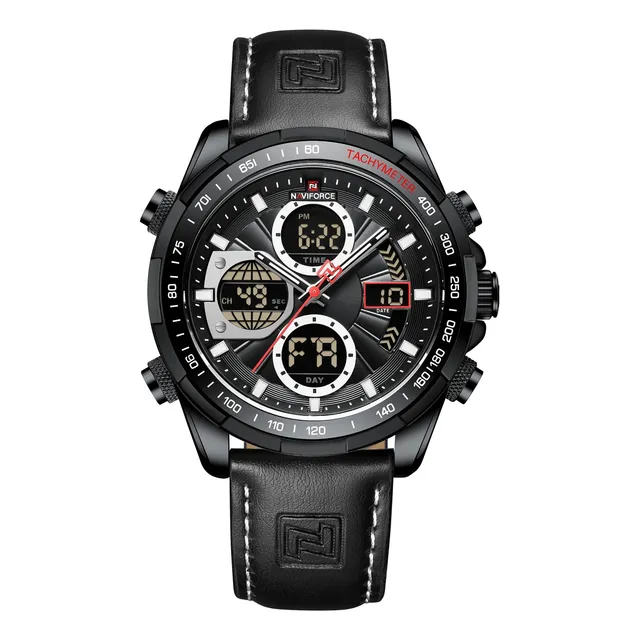 Reloj Naviforce Nf9197lbl Hombre Análogo Digital Cuero Negro