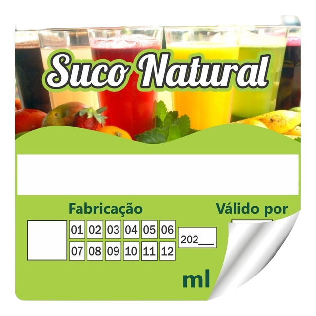 500 Rótulo Pronto Suco Natural 4x4cm Adesivo Vinil Etiqueta 500 Rótulo Pronto Suco Natural 4x4cm Adesivo Vinil Etiqueta