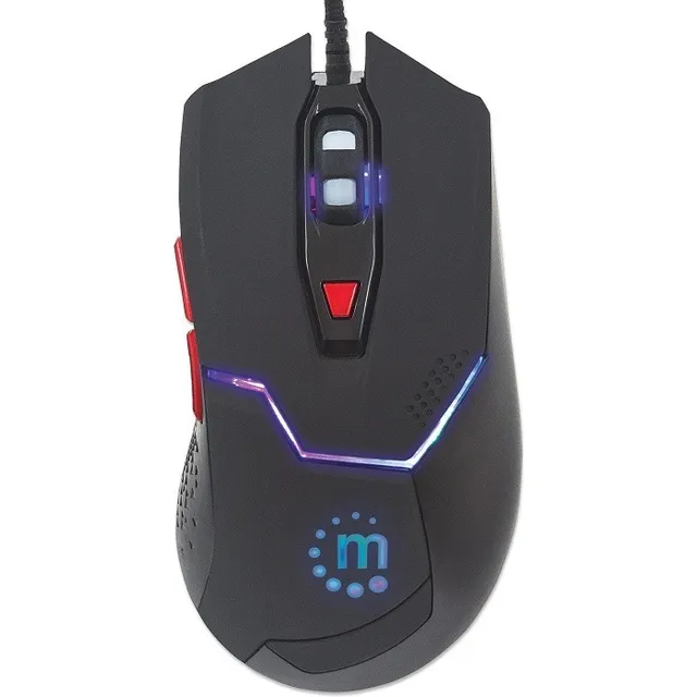 Mouse Manhattan Led Gaming Alambrico Optico Usb 176071 Color Negro
