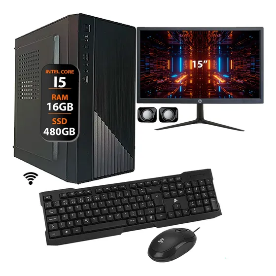 Computador Completo Intel Core I5 16gb Ssd 480gb Monitor 15
