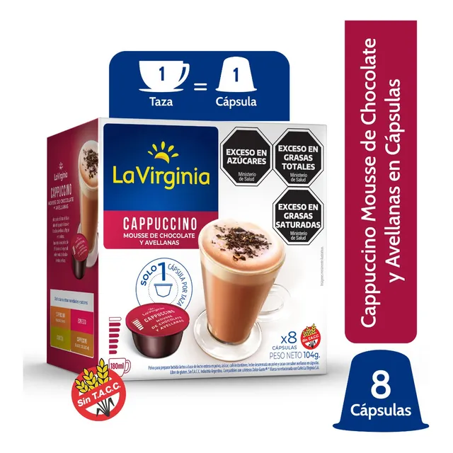 Cafe Cappuccino Chocolate Y Avellanas x 8 Capsulas La Virginia Dolce Gusto - Sin Tacc