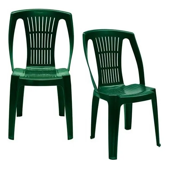 Silla Plastica Verde Sin Posa Brazos Apilable Liviana Barril