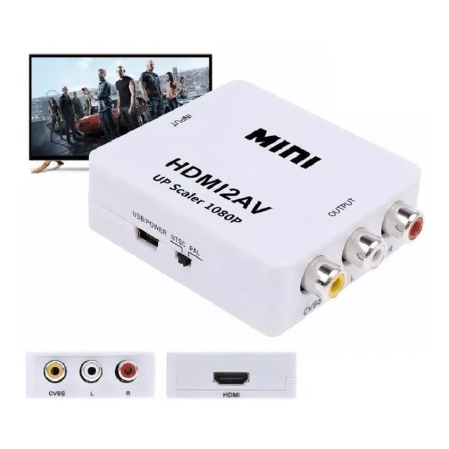Convertidor Hdmi A Av Rca Monitor Audio Video Full Hd Nuevo
