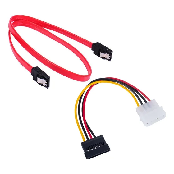 Kit Cabo Sata De Dados + Molex 4pin P/ Sata (hds, Ssds, Dvd)