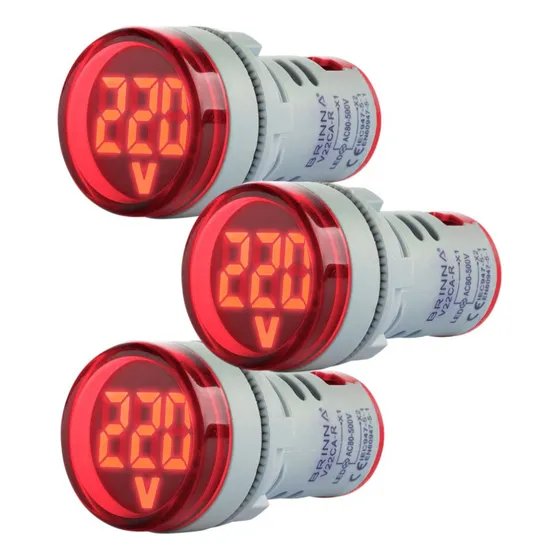 Voltimetro Digital Brinna 220v 380v Ojo Buey Pack X3