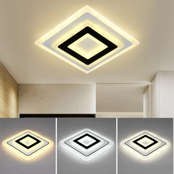Lámpara De Techo Moderna Led Luz De Techo Forma Cuadrado