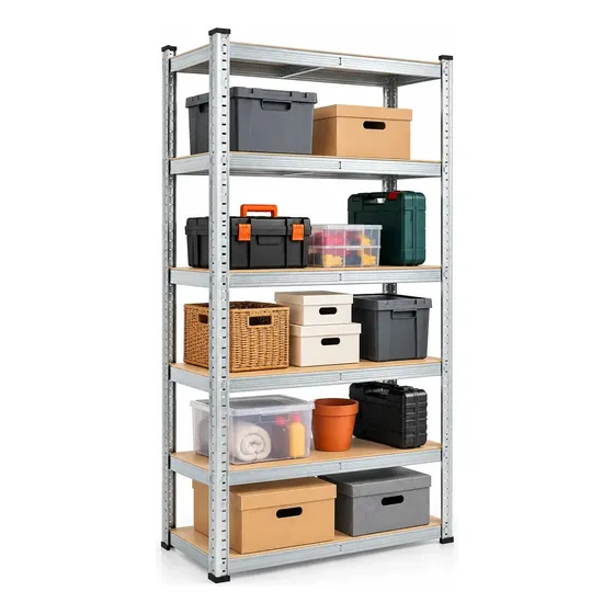 Estante Rack Metalico 180x90x40cm 5 Repisas Galvanizado Plateado