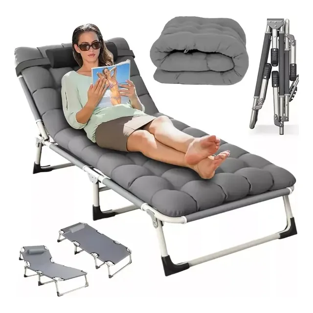 Cama Portátil Plegable Con Colchón Reforzado Catre Desmonta Color Gris